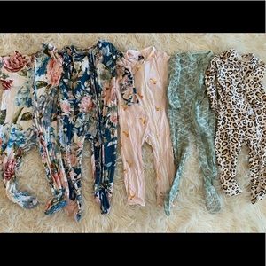 Bamboo lot footies and rompers all size 12-18 months